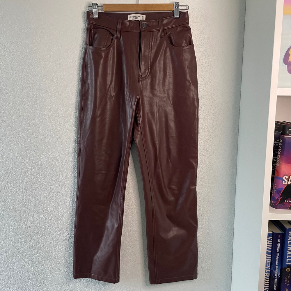 Abercrombie Fitch The 90s Straight Ultra High Rise Faux Leather Pants Size 27